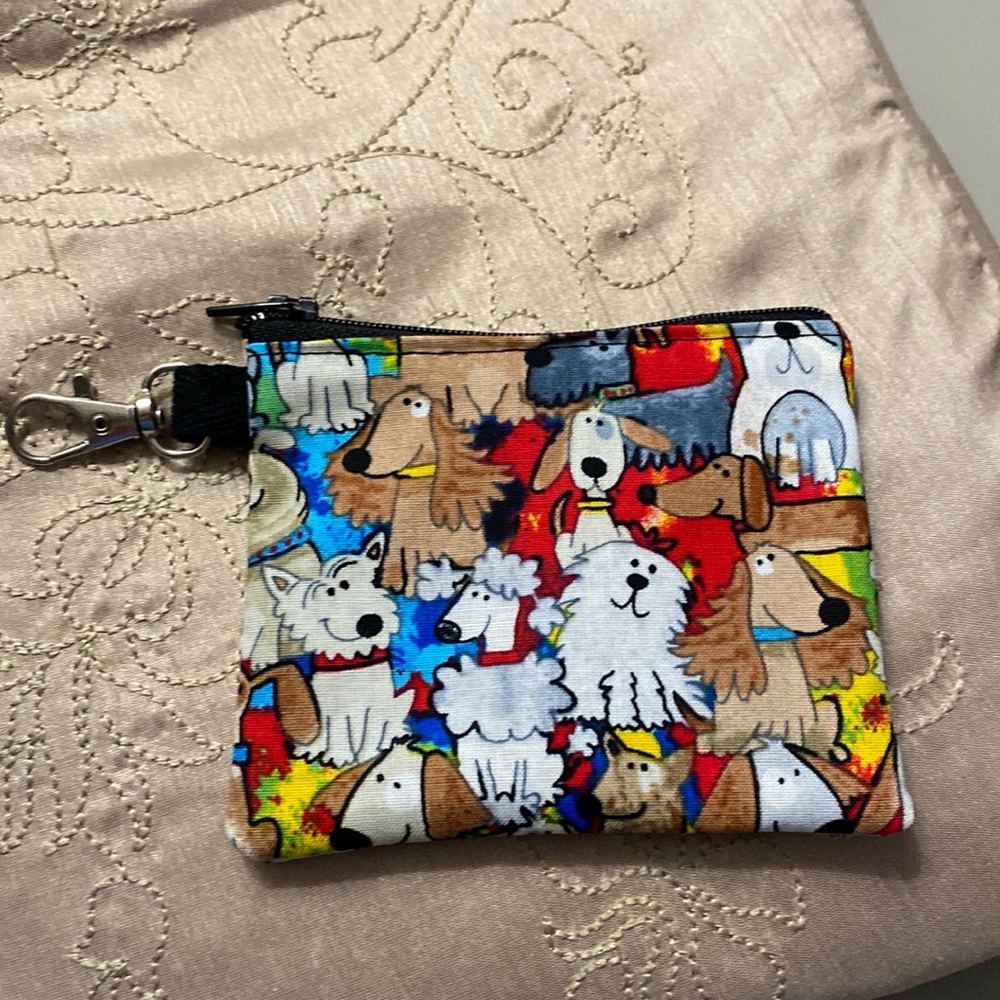New Packed dog  coin zippered pouch  with lobster clasp